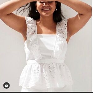 Lot of 2 Banana Republic TEXTURED EYELET PEPLUM Tops